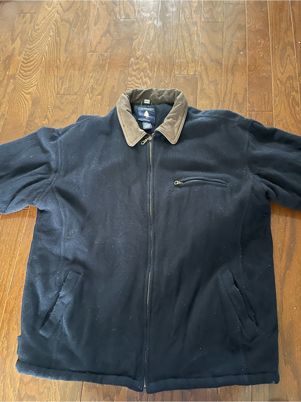 Roundtree & Yorke Navy Jacket with Brown Corduroy Collar